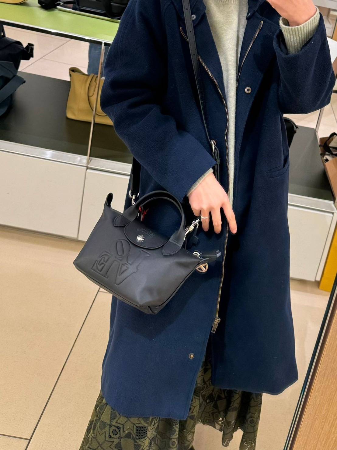 Longchamp x Robert Indiana LOVE迷你牛皮手提包