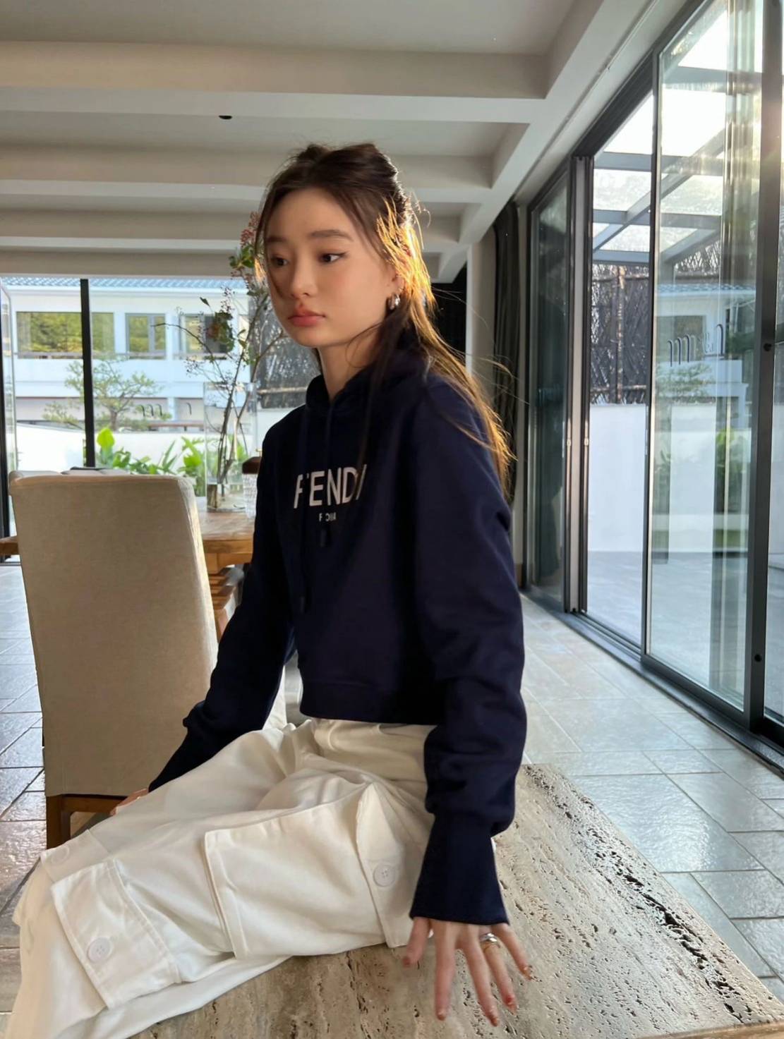 FENDI 深藍色連帽上衣