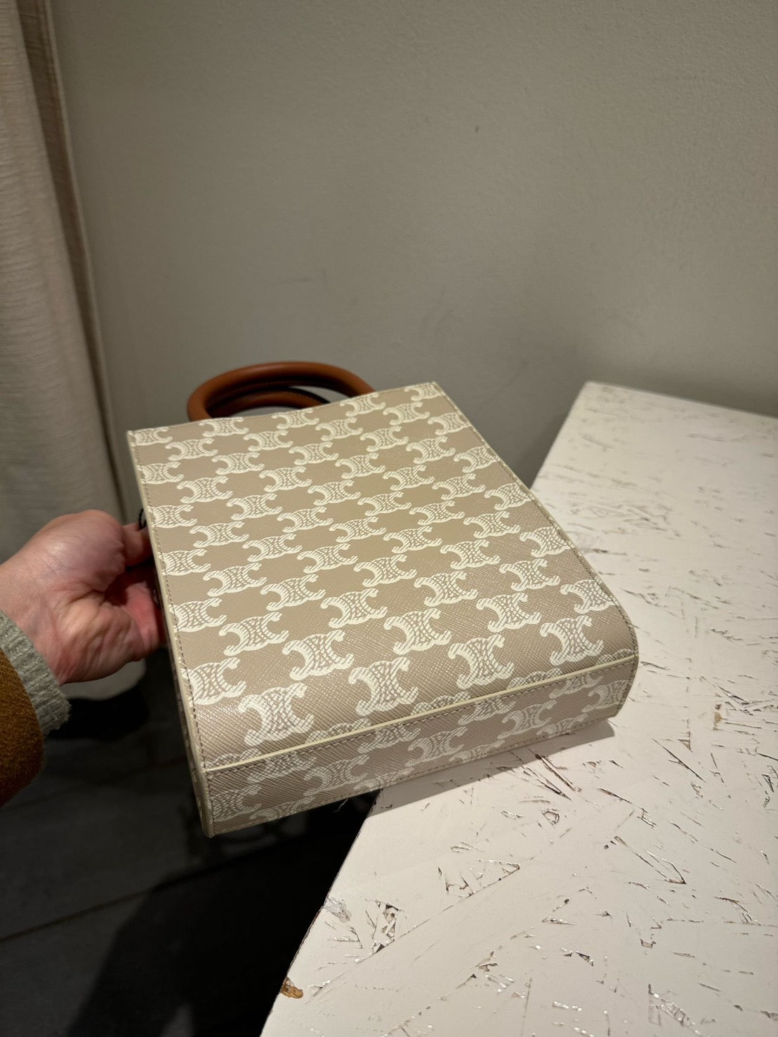 Celine Triomphe 塗層帆布垂直托特包