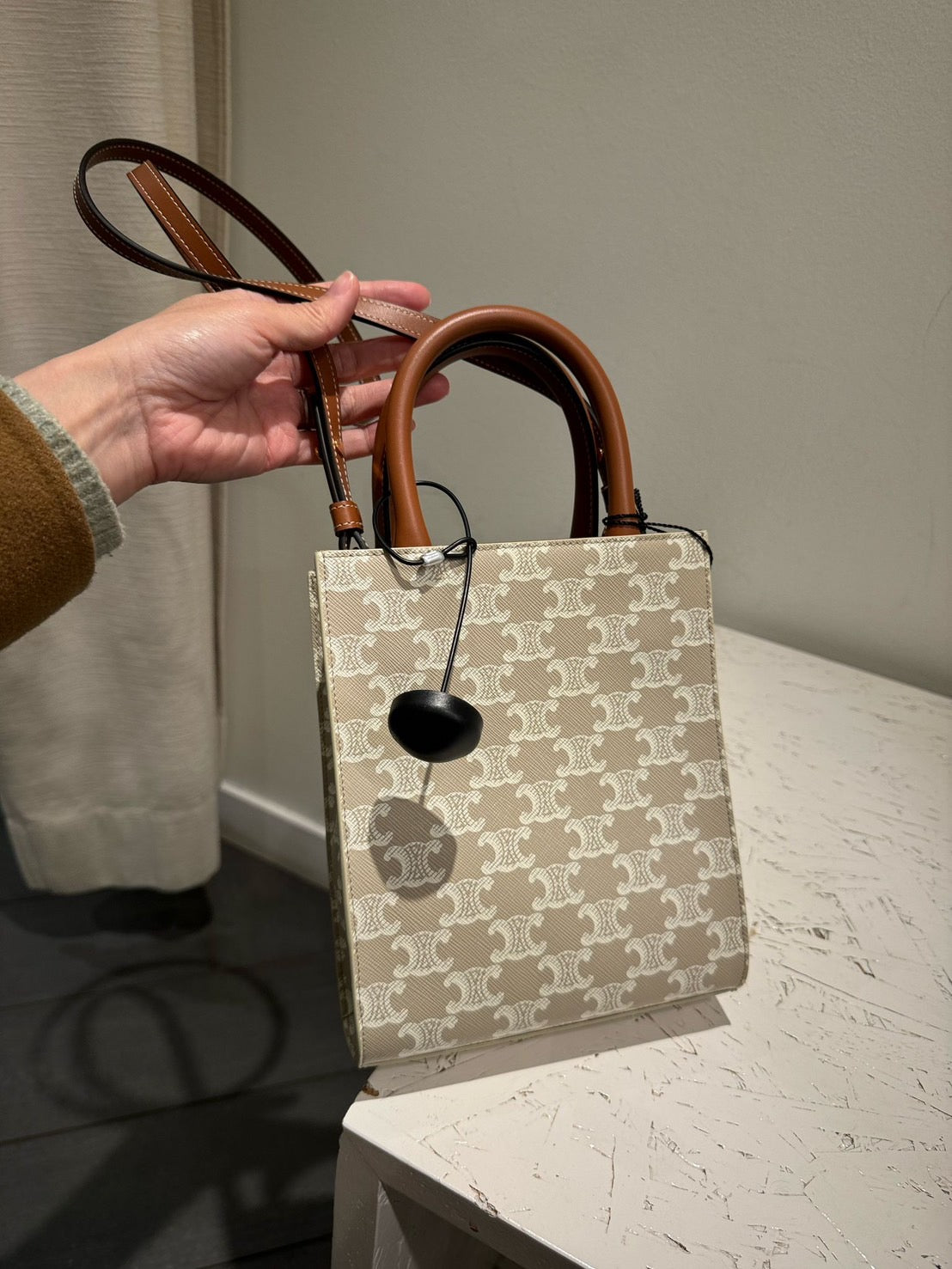 Celine Triomphe 塗層帆布垂直托特包