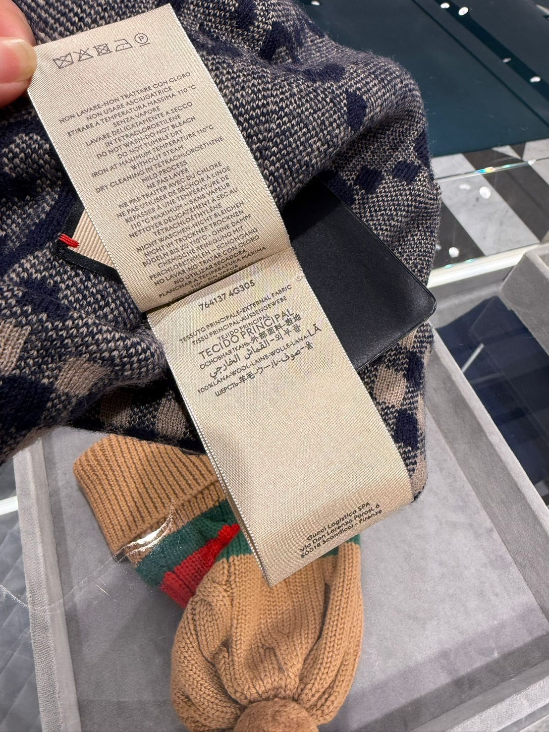 Gucci GG 雙面格紋羊毛毛線帽