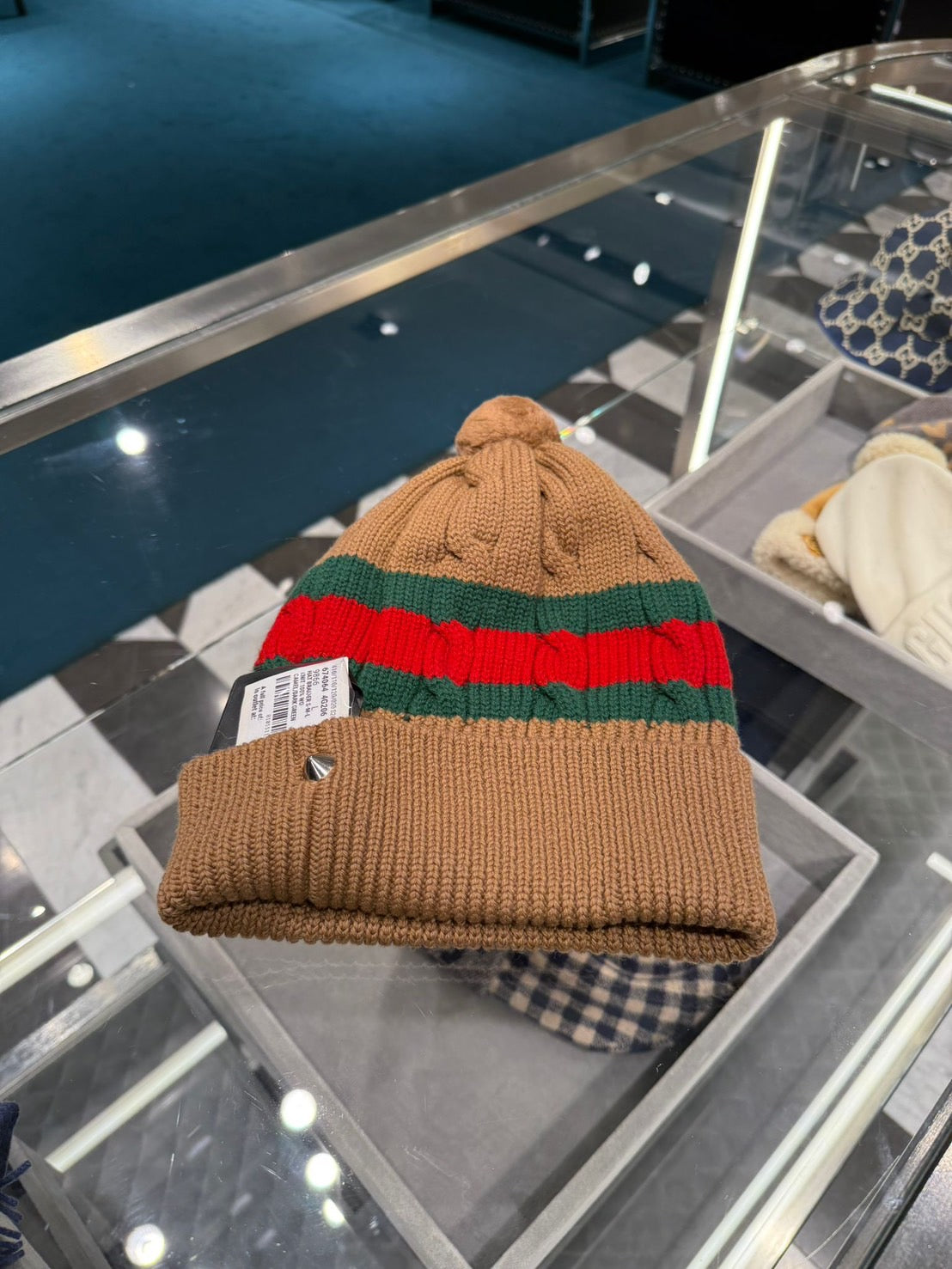Gucci 織帶條紋羊毛帽
