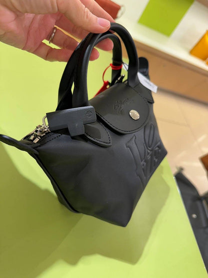Longchamp x Robert Indiana LOVE迷你牛皮手提包