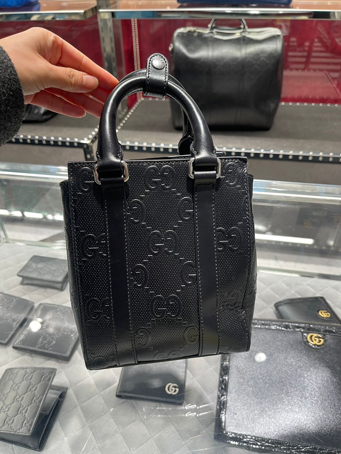 GUCCI 壓花迷你托特包