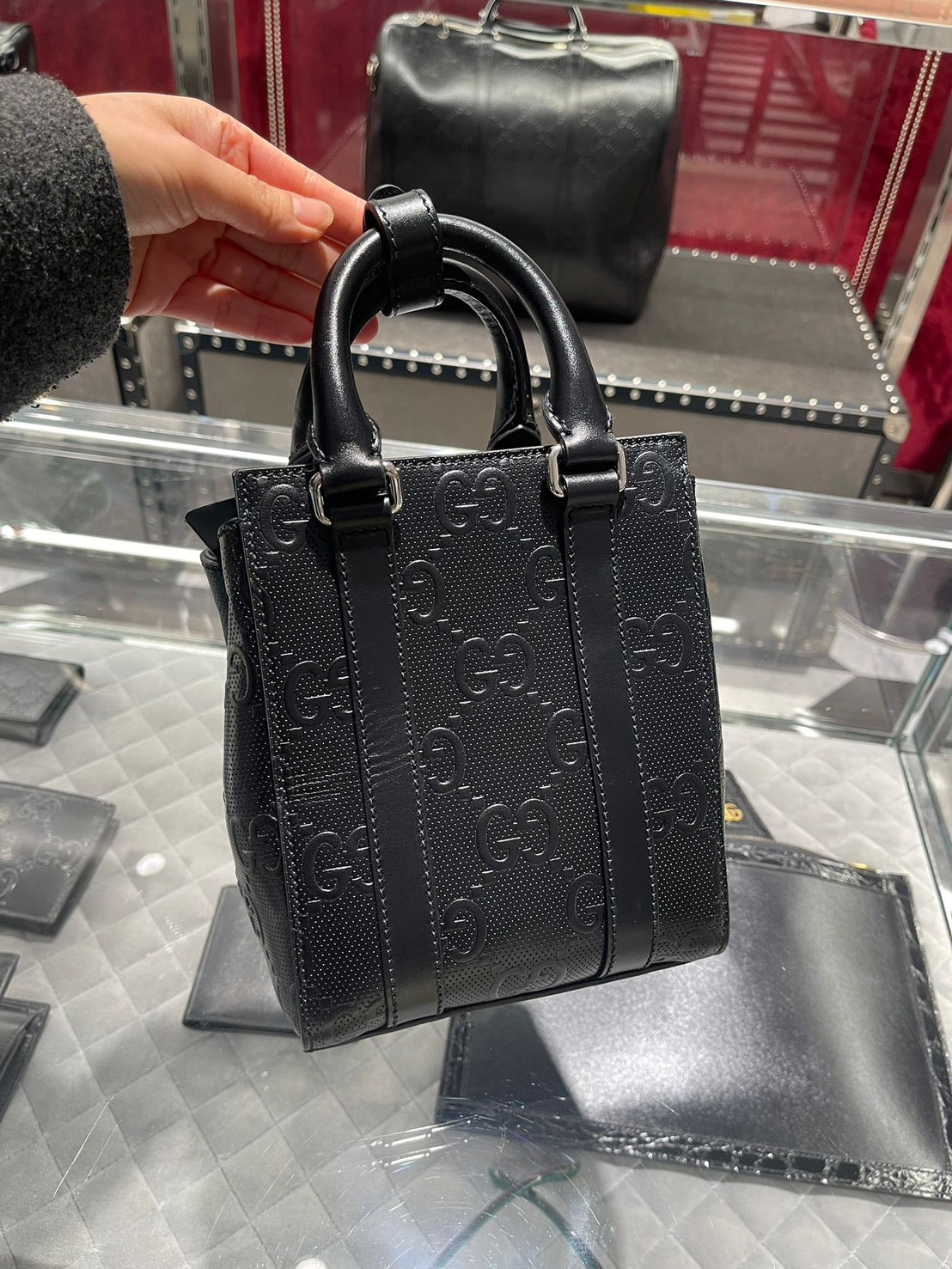 GUCCI 壓花迷你托特包