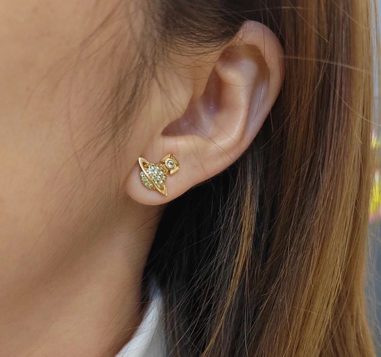 Swarovski 施華洛世奇金色土星耳環