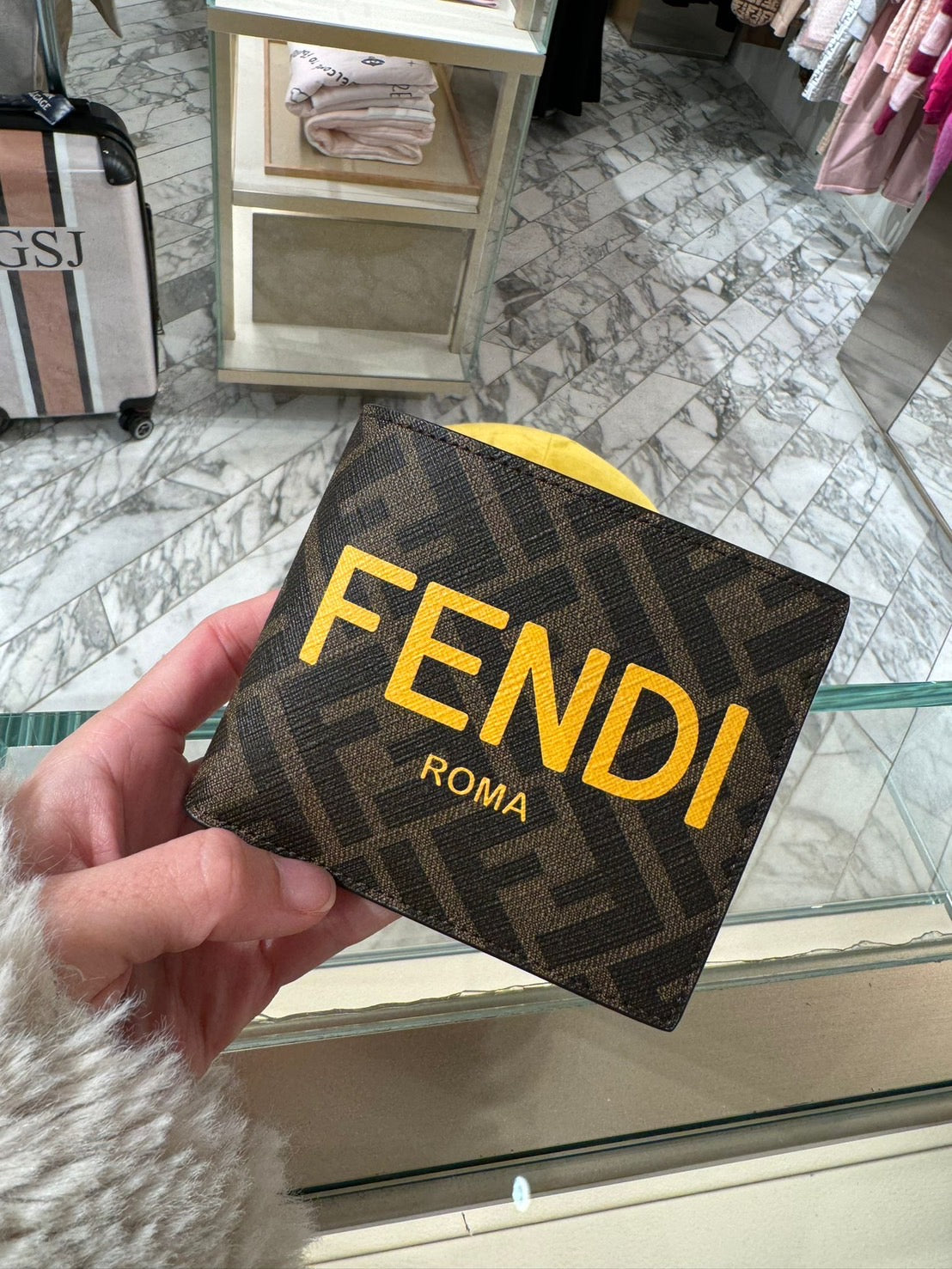 Fendi FF Monogram 黃色男士皮夾